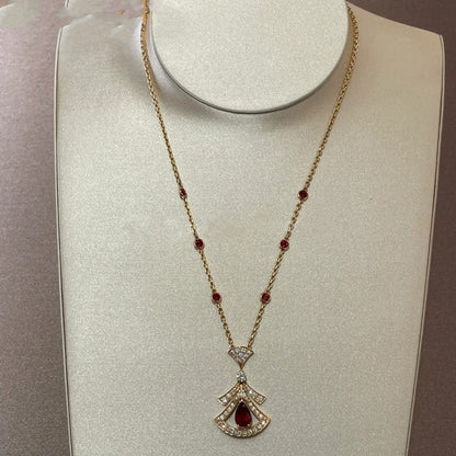 [vivabelle]DREAM NECKLACE CARNELIAN DIAMOND PINK GOLD