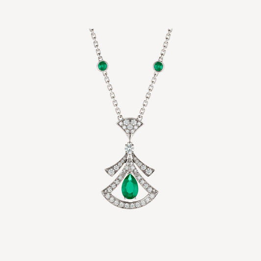 [vivabelle]DREAM NECKLACE MALACHITE DIAMOND SILVER