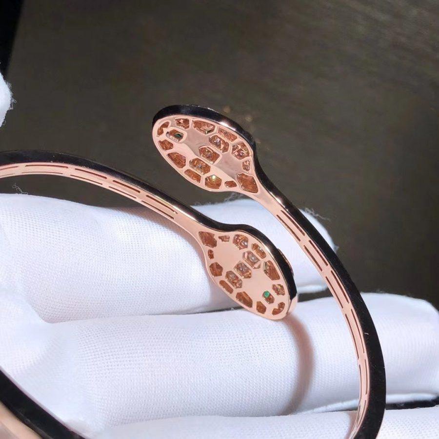[vivabelle]SERPENTI BRACELET PINK GOLD MALACHITE DIAMOND DOUBLE SNAKE