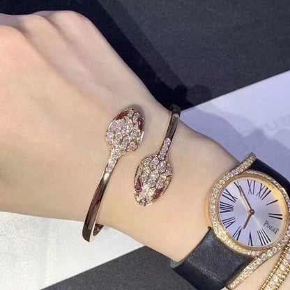 [vivabelle]SERPENTI BRACELET PINK GOLD DIAMOND DOUBLE SNAKE