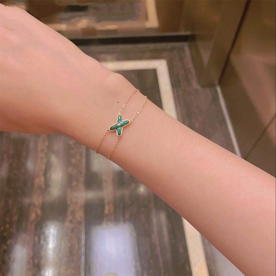 [vivabelle]JEUX BRACELET MALACHITE PINK GOLD 1 DIAMOND