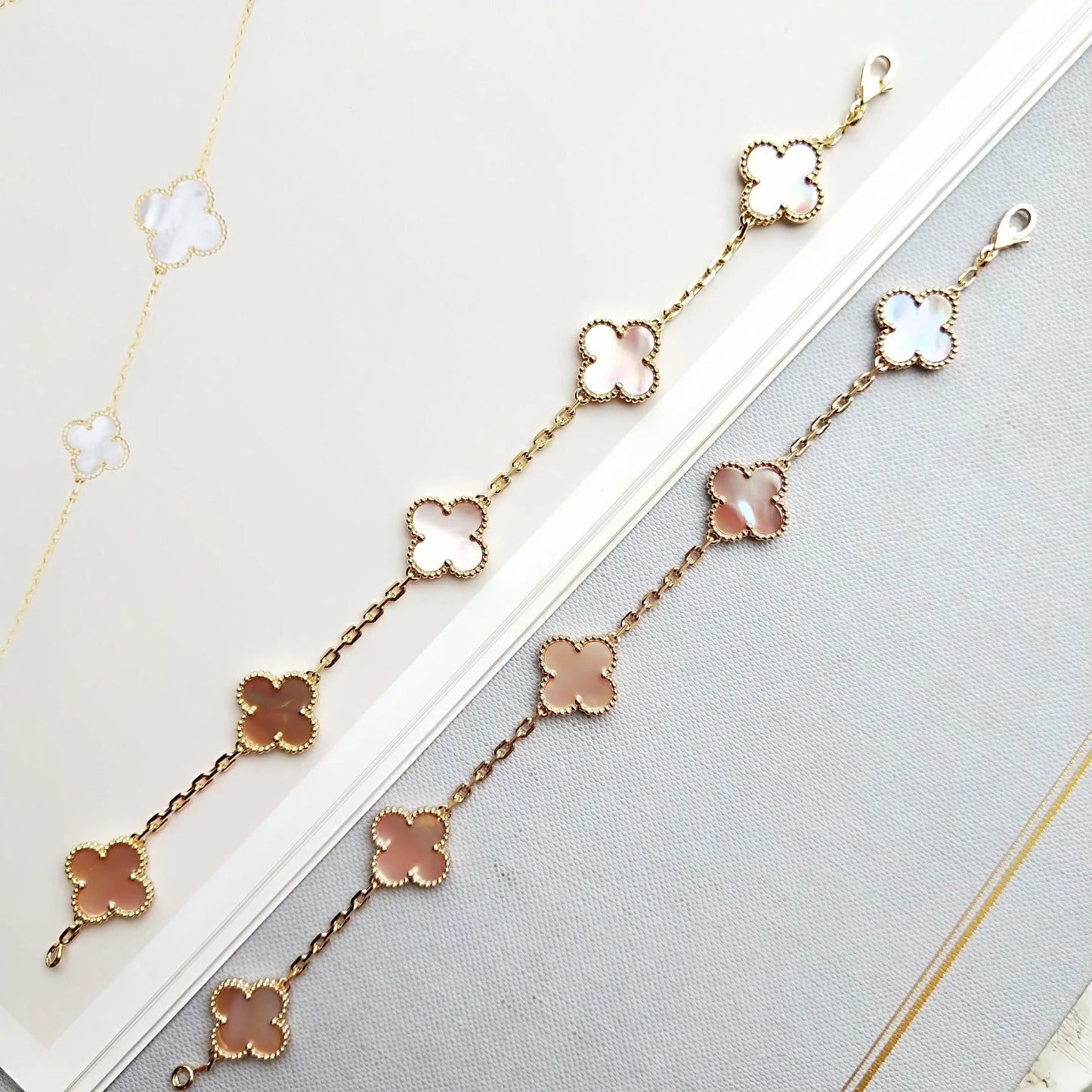 [vivabelle]CLOVER 5 PINK MOP BRACELET