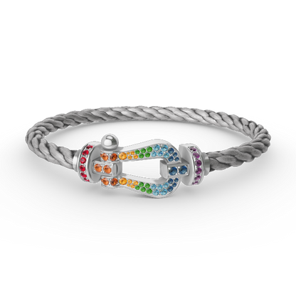 [vivabelle]FORC LARGE HORSESHOE  COLORED DIAMOND BRACELET SILVER