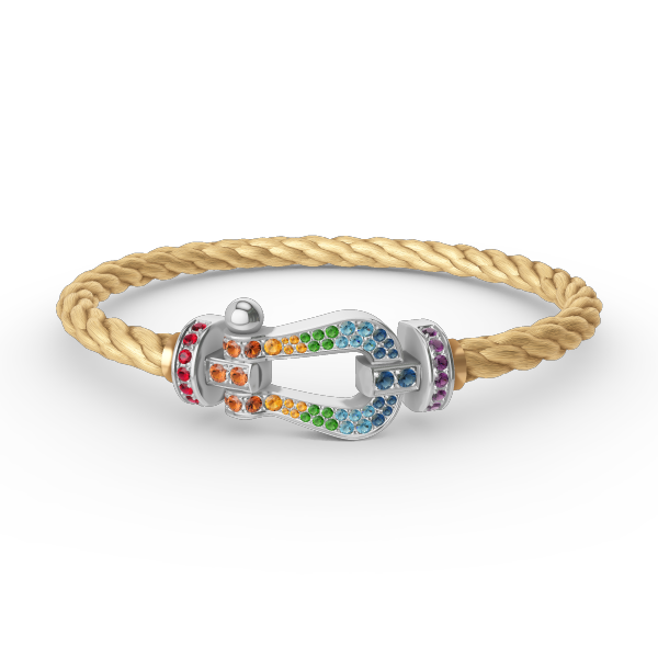 [vivabelle]FORC LARGE HORSESHOE  COLORED DIAMOND BRACELET SILVER
