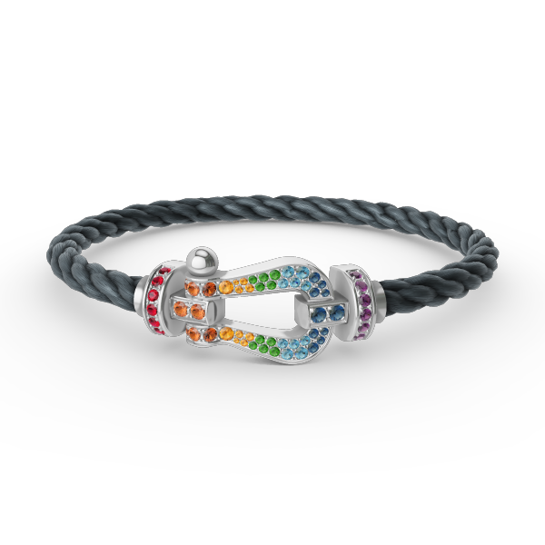 [vivabelle]FORC LARGE HORSESHOE  COLORED DIAMOND BRACELET SILVER