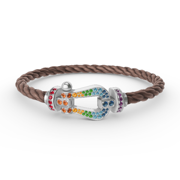 [vivabelle]FORC LARGE HORSESHOE  COLORED DIAMOND BRACELET SILVER