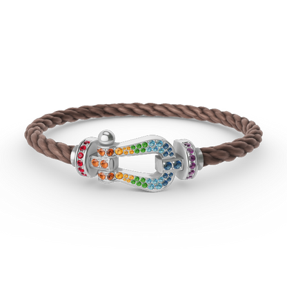 [vivabelle]FORC LARGE HORSESHOE  COLORED DIAMOND BRACELET SILVER