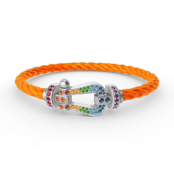 [vivabelle]FORC LARGE HORSESHOE  COLORED DIAMOND BRACELET SILVER