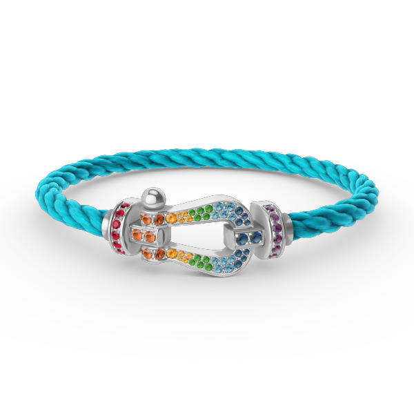 [vivabelle]FORC LARGE HORSESHOE  COLORED DIAMOND BRACELET SILVER