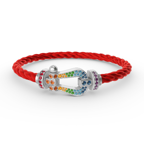 [vivabelle]FORC LARGE HORSESHOE  COLORED DIAMOND BRACELET SILVER