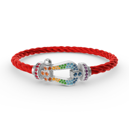 [vivabelle]FORC LARGE HORSESHOE  COLORED DIAMOND BRACELET SILVER