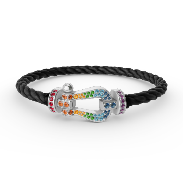 [vivabelle]FORC LARGE HORSESHOE  COLORED DIAMOND BRACELET SILVER