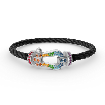 [vivabelle]FORC LARGE HORSESHOE  COLORED DIAMOND BRACELET SILVER