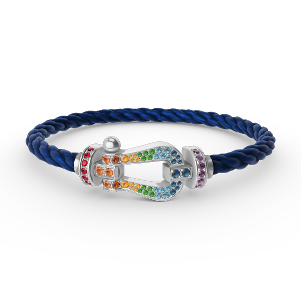 [vivabelle]FORC LARGE HORSESHOE  COLORED DIAMOND BRACELET SILVER