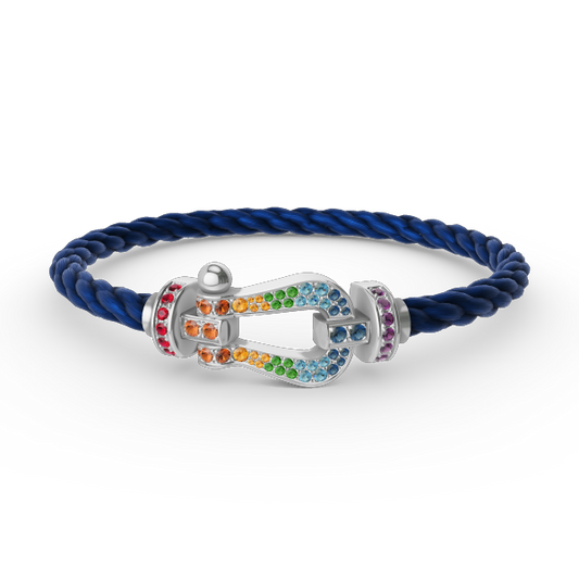 [vivabelle]FORC LARGE HORSESHOE  COLORED DIAMOND BRACELET SILVER