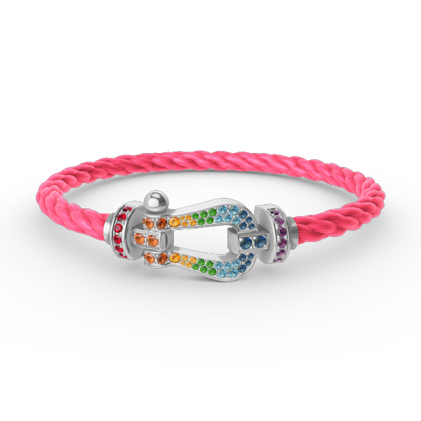 [vivabelle]FORC LARGE HORSESHOE  COLORED DIAMOND BRACELET SILVER