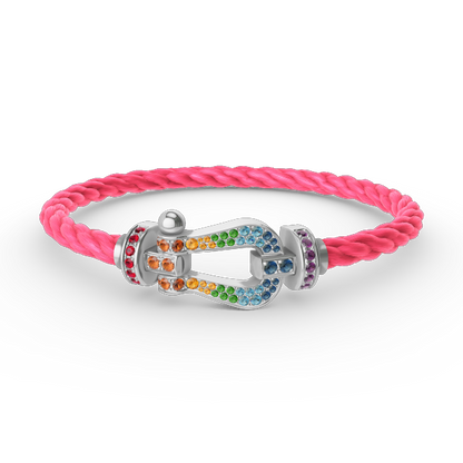 [vivabelle]FORC LARGE HORSESHOE  COLORED DIAMOND BRACELET SILVER