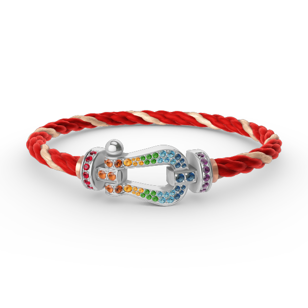 [vivabelle]FORC LARGE HORSESHOE  COLORED DIAMOND BRACELET SILVER