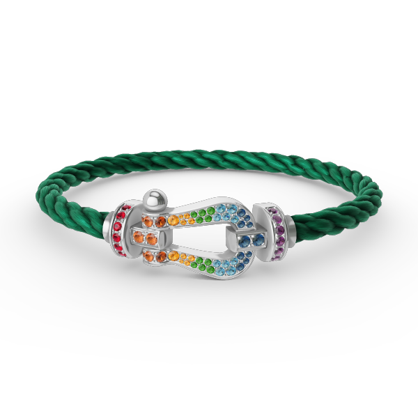 [vivabelle]FORC LARGE HORSESHOE  COLORED DIAMOND BRACELET SILVER