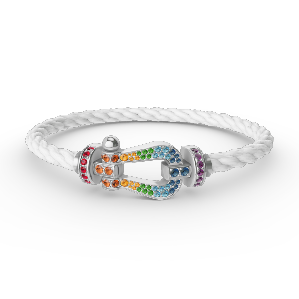 [vivabelle]FORC LARGE HORSESHOE  COLORED DIAMOND BRACELET SILVER