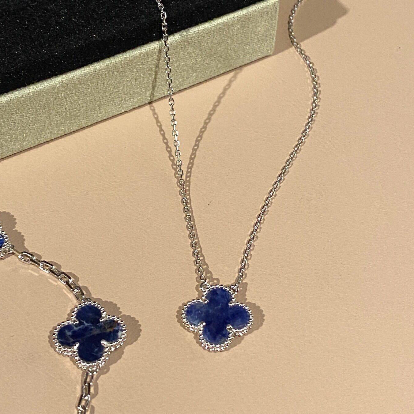 [vivabelle]CLOVER 15MM PIETERSITE NECKLACE SILVER