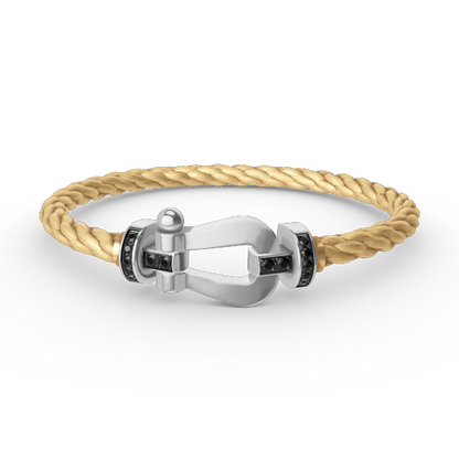 [vivabelle]FORCE LARGE HORSESHOE BLACK DIAMOND BRACELET SILVER