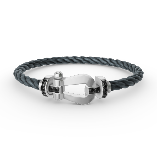 [vivabelle]FORCE LARGE HORSESHOE BLACK DIAMOND BRACELET SILVER