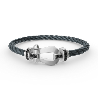 [vivabelle]FORCE LARGE HORSESHOE BLACK DIAMOND BRACELET SILVER