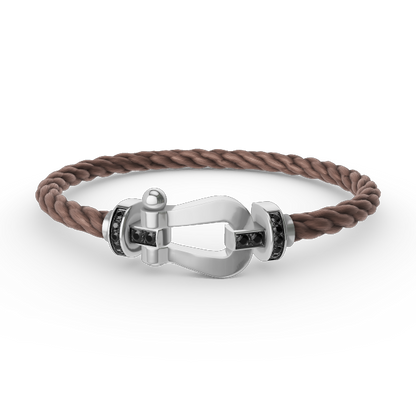 [vivabelle]FORCE LARGE HORSESHOE BLACK DIAMOND BRACELET SILVER