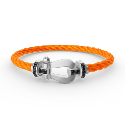 [vivabelle]FORCE LARGE HORSESHOE BLACK DIAMOND BRACELET SILVER