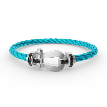 [vivabelle]FORCE LARGE HORSESHOE BLACK DIAMOND BRACELET SILVER
