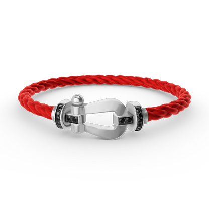 [vivabelle]FORCE LARGE HORSESHOE BLACK DIAMOND BRACELET SILVER