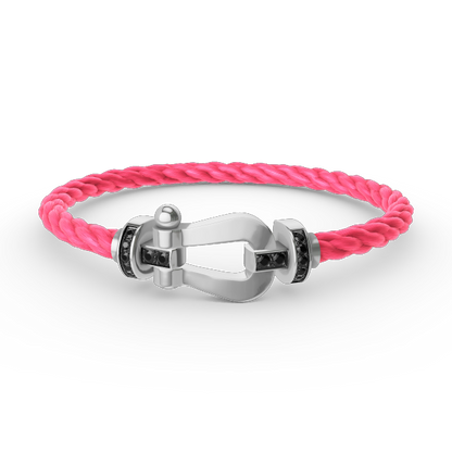 [vivabelle]FORCE LARGE HORSESHOE BLACK DIAMOND BRACELET SILVER