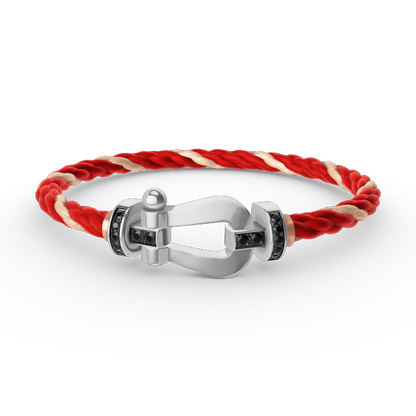 [vivabelle]FORCE LARGE HORSESHOE BLACK DIAMOND BRACELET SILVER
