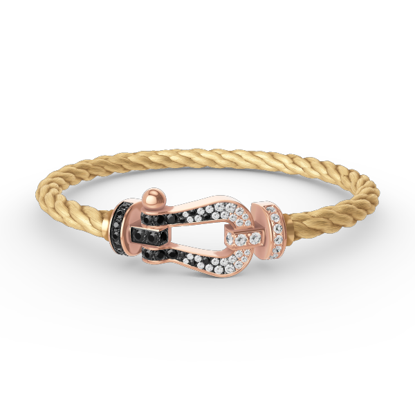 [vivabelle]FORCE LARGE HORSESHOE BLACK WHITE DIAMOND BRACELET ROSE GOLD