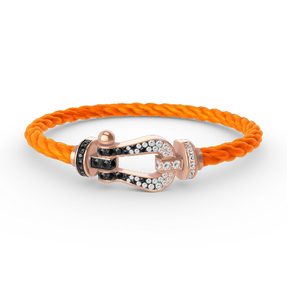 [vivabelle]FORCE LARGE HORSESHOE BLACK WHITE DIAMOND BRACELET ROSE GOLD