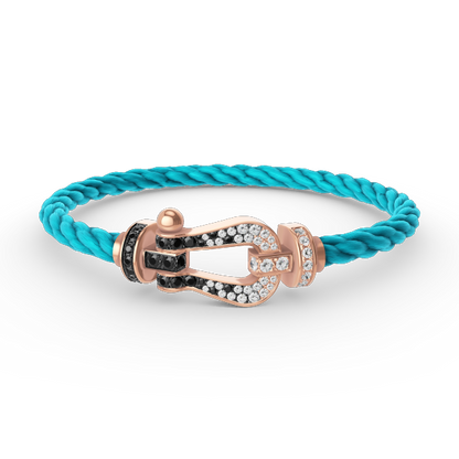 [vivabelle]FORCE LARGE HORSESHOE BLACK WHITE DIAMOND BRACELET ROSE GOLD