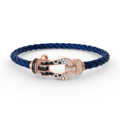 [vivabelle]FORCE LARGE HORSESHOE BLACK WHITE DIAMOND BRACELET ROSE GOLD