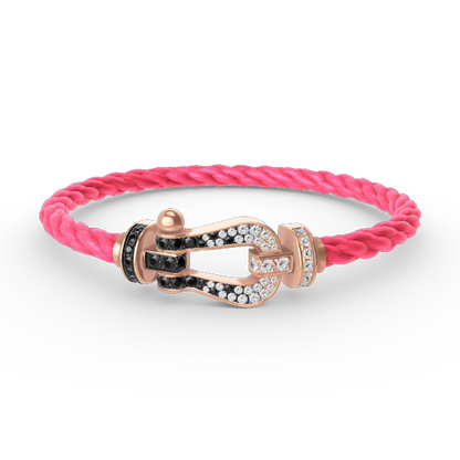 [vivabelle]FORCE LARGE HORSESHOE BLACK WHITE DIAMOND BRACELET ROSE GOLD