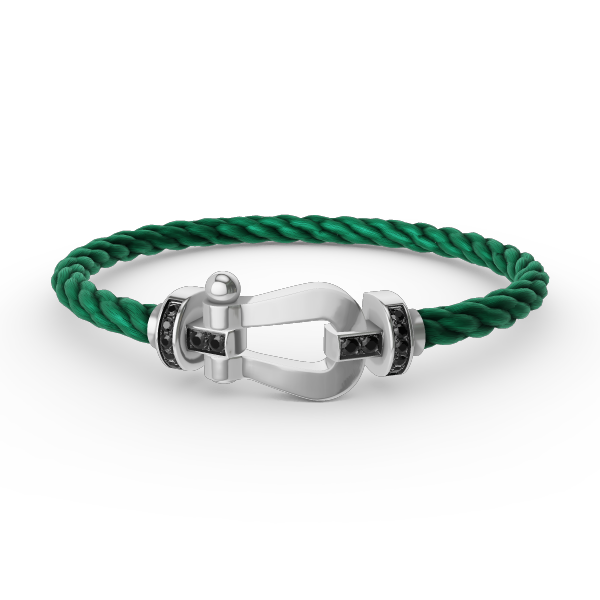 [vivabelle]FORCE LARGE HORSESHOE BLACK DIAMOND BRACELET SILVER