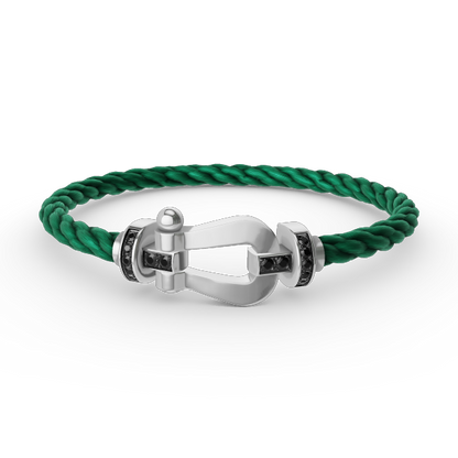 [vivabelle]FORCE LARGE HORSESHOE BLACK DIAMOND BRACELET SILVER