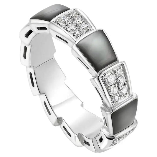 [vivabelle]SERPENTI RING SILBER DIAMANT SCHWARZ MOP 4MM