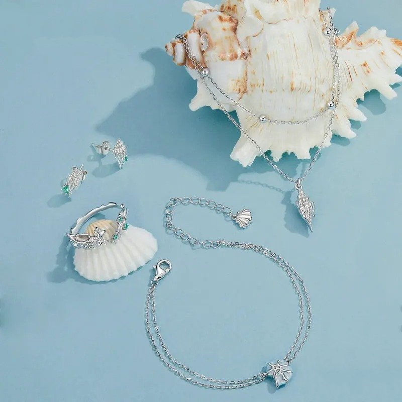 Blaue Muschel-Gliederkettenarmbänder