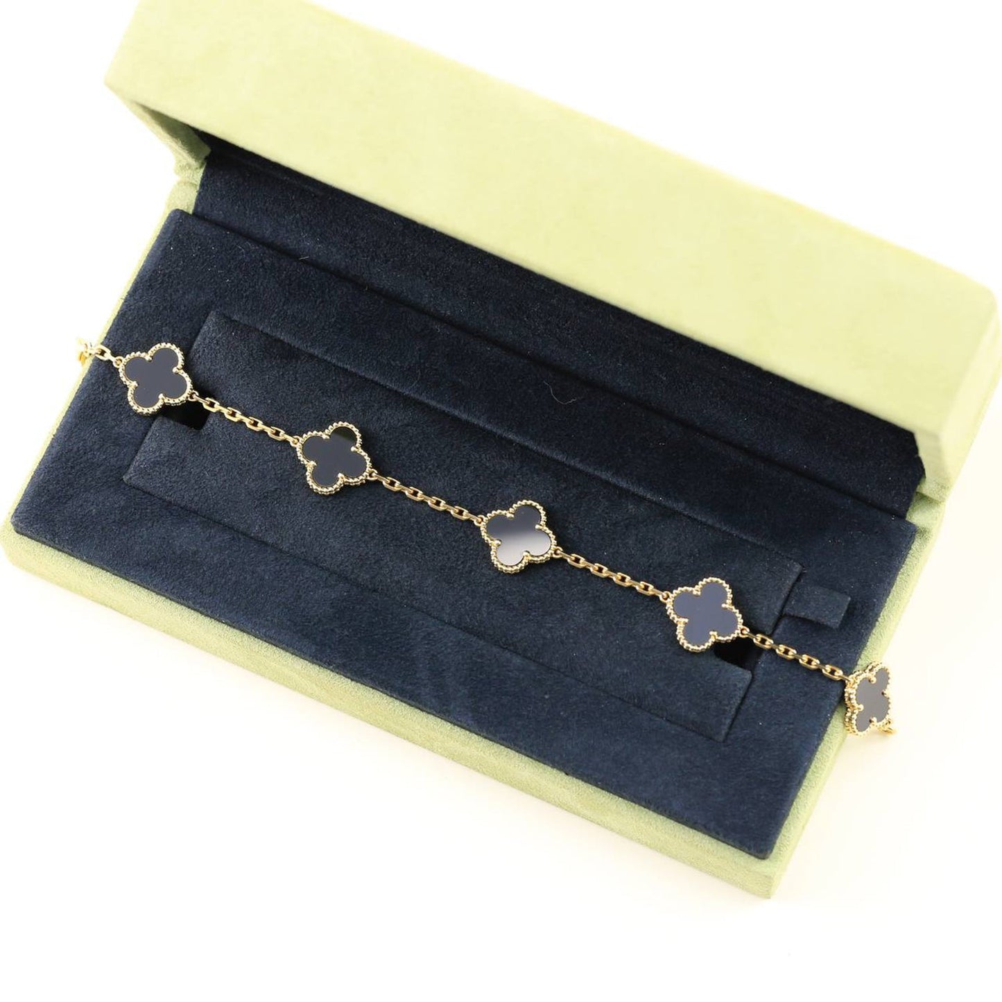 [vivabelle]CLOVER 5 MOTIVE SCHWARZER ONYX ARMBAND 