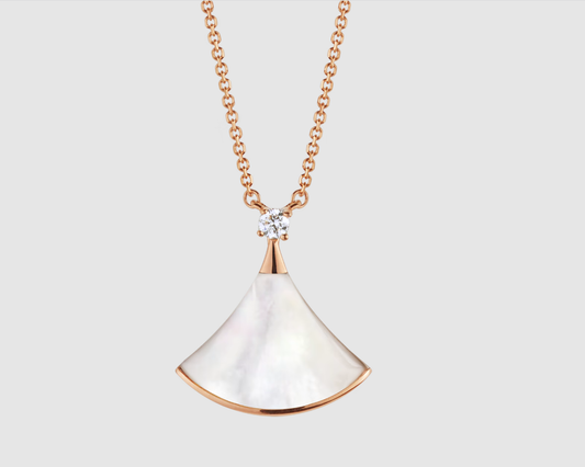 [vivabelle]DREAM NECKLACE WHITE MOP PINK GOLD 1 DIAMOND