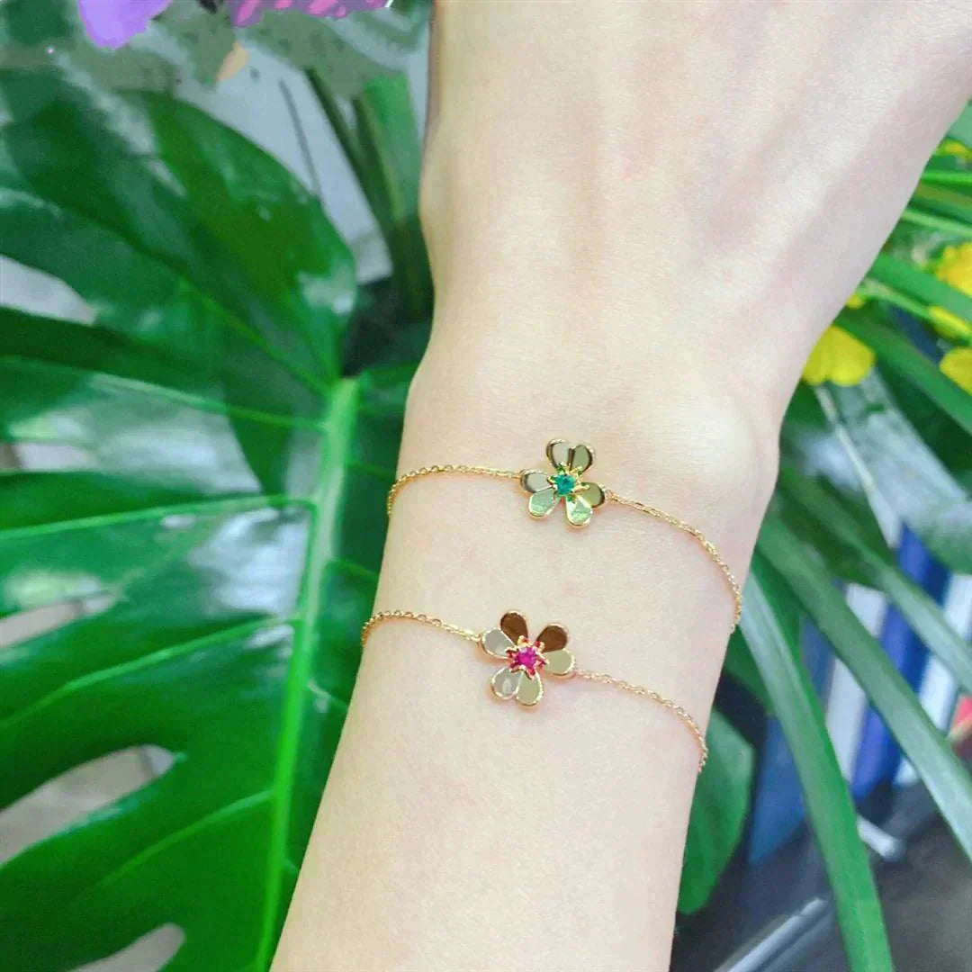 [vivabelle]FRIVOLE GOLD BLUME ROSA MALACHIT ARMBAND