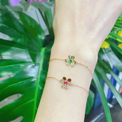 [vivabelle]FRIVOLE GOLD BLUME ROSA MALACHIT ARMBAND