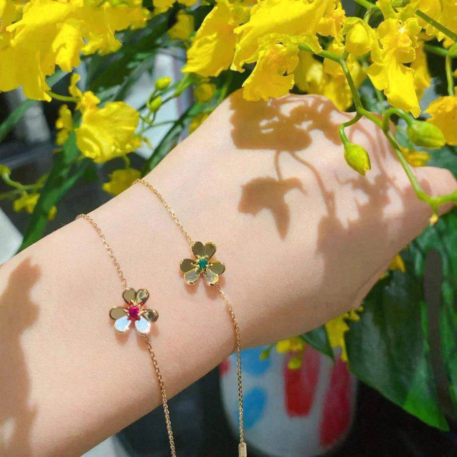 [vivabelle]FRIVOLE GOLD BLUME ROSA MALACHIT ARMBAND