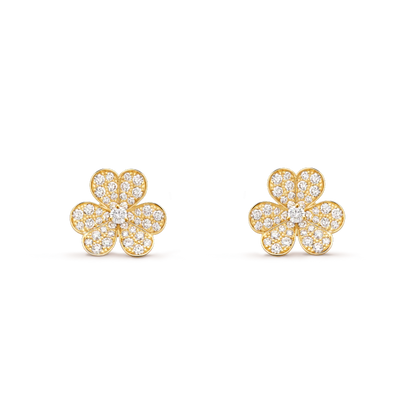 [vivabelle]FRIVOLE GOLD BLUMEN DIAMANT OHRRINGE 