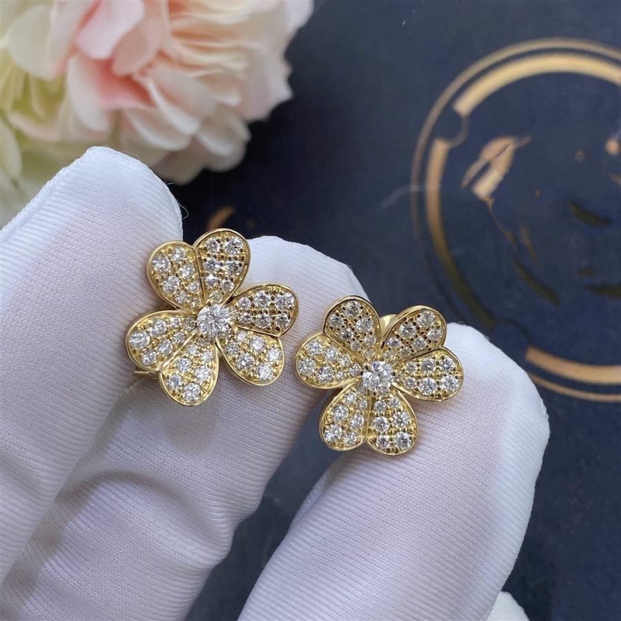 [vivabelle]FRIVOLE GOLD BLUMEN DIAMANT OHRRINGE 